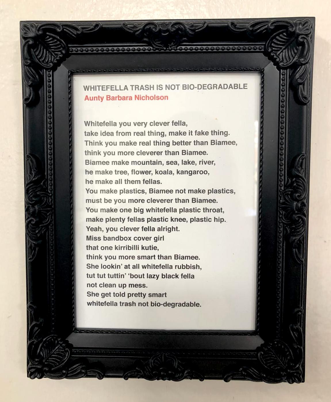 aunty barbara poem framed